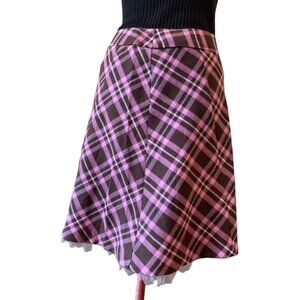 Markedwards Studio - Pink and brown plaid skirt with pink tulle -  Size: Medium